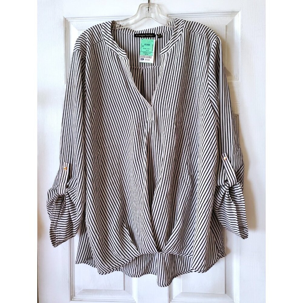 ALWAYS INDIGO STRIPE BLOUSE SIZE 3XL NWT